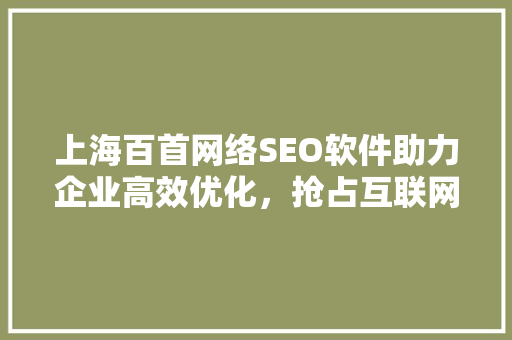 上海百首网络SEO软件助力企业高效优化，抢占互联网市场先机