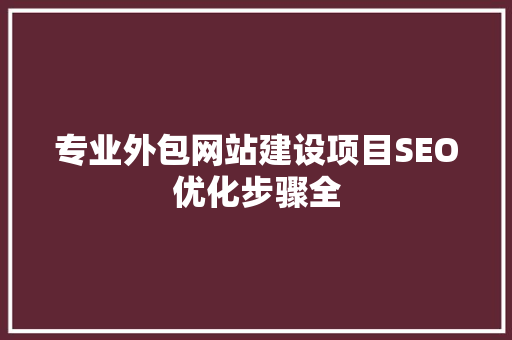 专业外包网站建设项目SEO优化步骤全