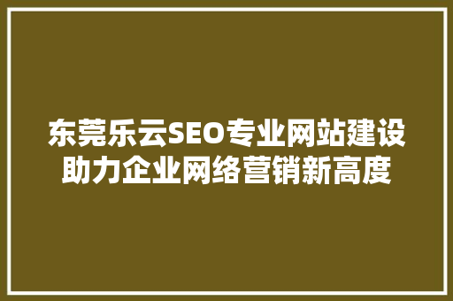 东莞乐云SEO专业网站建设助力企业网络营销新高度