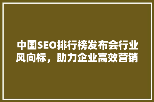 中国SEO排行榜发布会行业风向标，助力企业高效营销