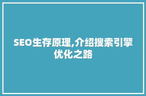 SEO生存原理,介绍搜索引擎优化之路