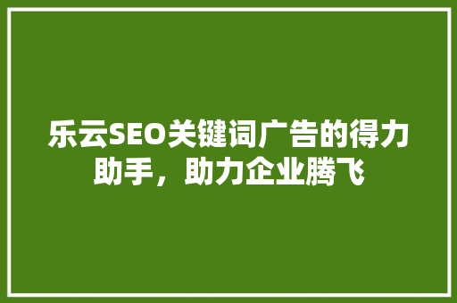 乐云SEO关键词广告的得力助手，助力企业腾飞