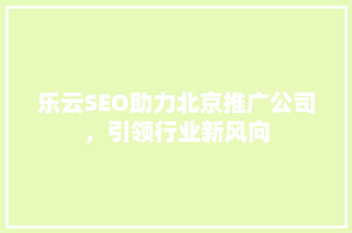 乐云SEO助力北京推广公司，引领行业新风向