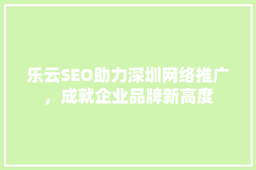 乐云SEO助力深圳网络推广，成就企业品牌新高度