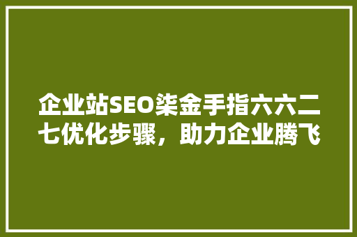 企业站SEO柒金手指六六二七优化步骤，助力企业腾飞