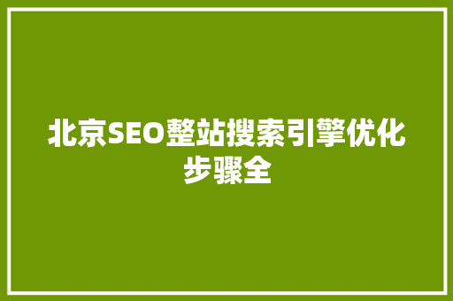 北京SEO整站搜索引擎优化步骤全