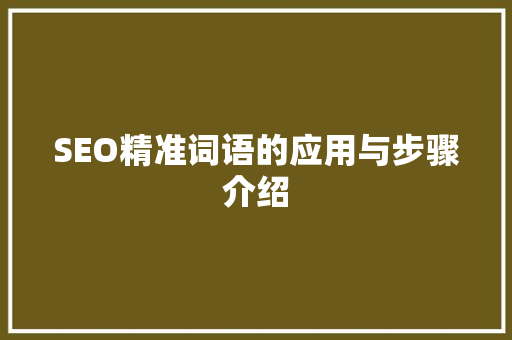 SEO精准词语的应用与步骤介绍  第1张