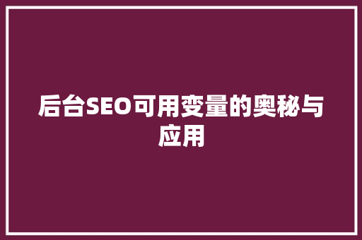 后台SEO可用变量的奥秘与应用