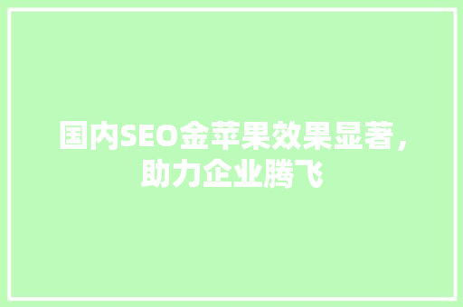 国内SEO金苹果效果显著，助力企业腾飞