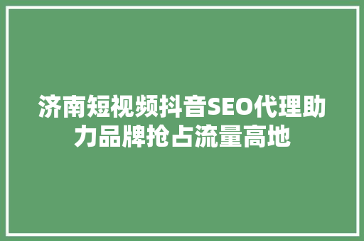 济南短视频抖音SEO代理助力品牌抢占流量高地