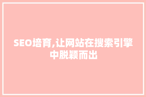 SEO培育,让网站在搜索引擎中脱颖而出