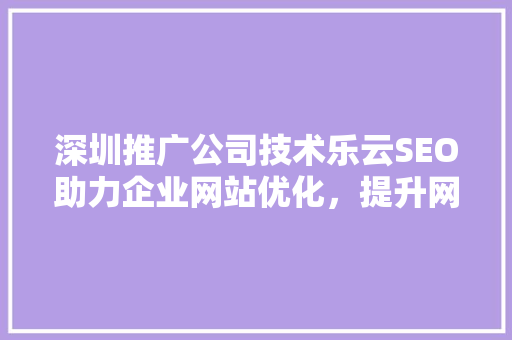 深圳推广公司技术乐云SEO助力企业网站优化，提升网络竞争力