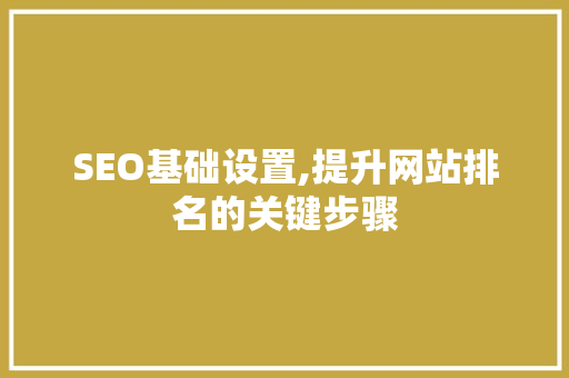 SEO基础设置,提升网站排名的关键步骤