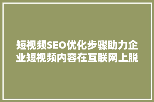 短视频SEO优化步骤助力企业短视频内容在互联网上脱颖而出