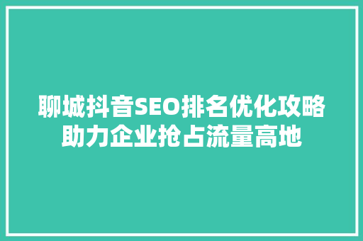 聊城抖音SEO排名优化攻略助力企业抢占流量高地