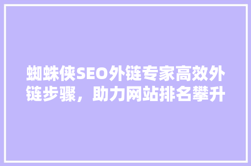 蜘蛛侠SEO外链专家高效外链步骤，助力网站排名攀升
