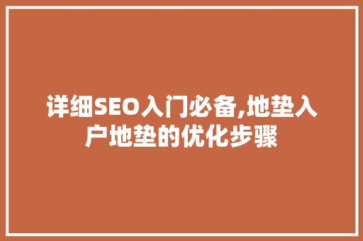 详细SEO入门必备,地垫入户地垫的优化步骤