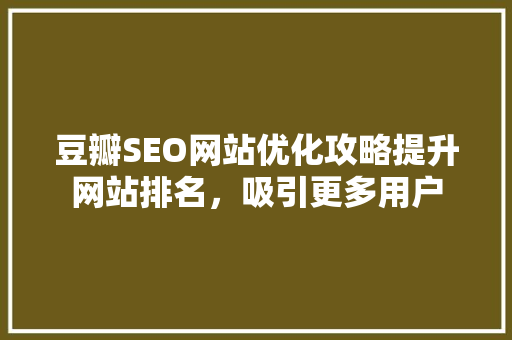 豆瓣SEO网站优化攻略提升网站排名，吸引更多用户