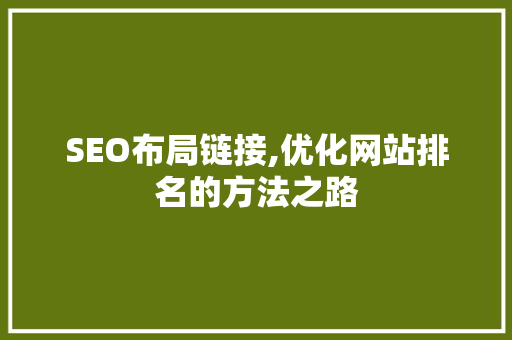 SEO布局链接,优化网站排名的方法之路