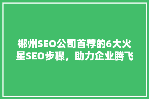 郴州SEO公司首荐的6大火星SEO步骤，助力企业腾飞