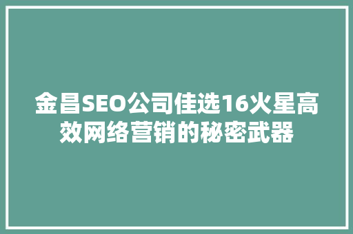 金昌SEO公司佳选16火星高效网络营销的秘密武器