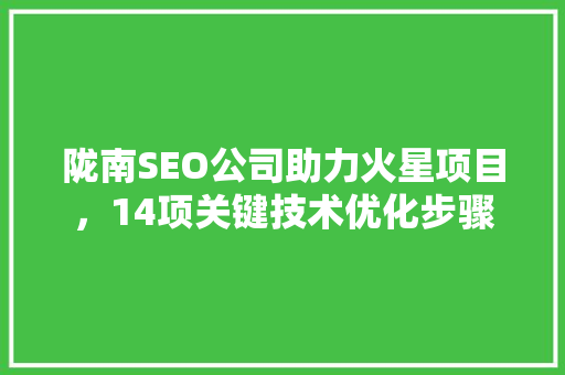 陇南SEO公司助力火星项目，14项关键技术优化步骤