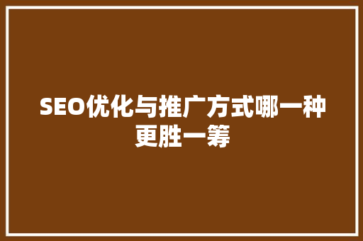SEO优化与推广方式哪一种更胜一筹  第1张