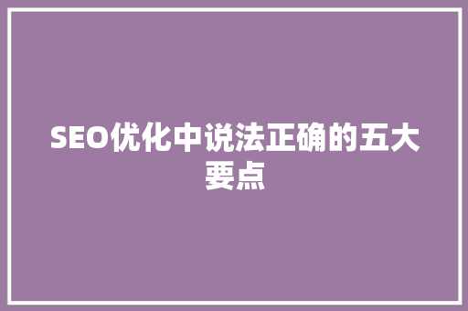 SEO优化中说法正确的五大要点  第1张