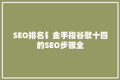 SEO排名钅金手指谷歌十四的SEO步骤全