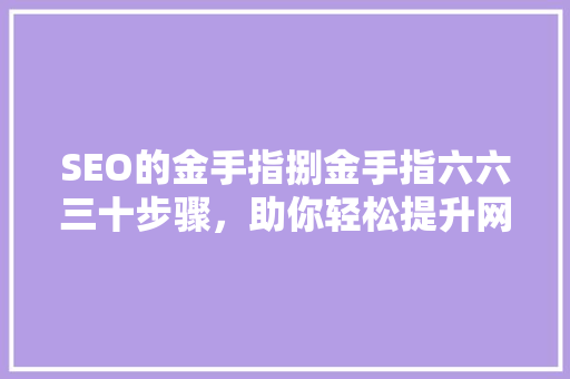 SEO的金手指捌金手指六六三十步骤，助你轻松提升网站排名
