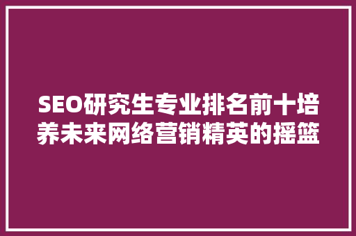 SEO研究生专业排名前十培养未来网络营销精英的摇篮