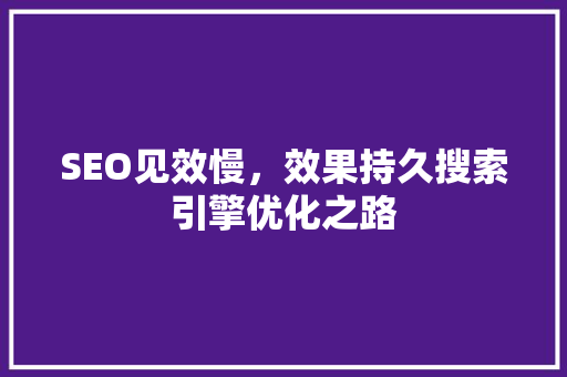 SEO见效慢，效果持久搜索引擎优化之路