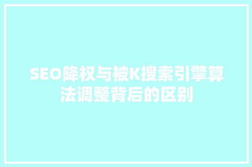 SEO降权与被K搜索引擎算法调整背后的区别