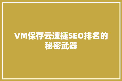 VM保存云速捷SEO排名的秘密武器