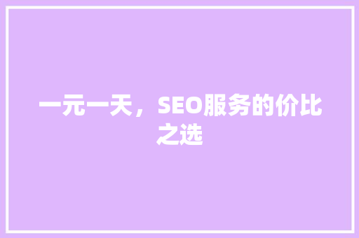 一元一天，SEO服务的价比之选