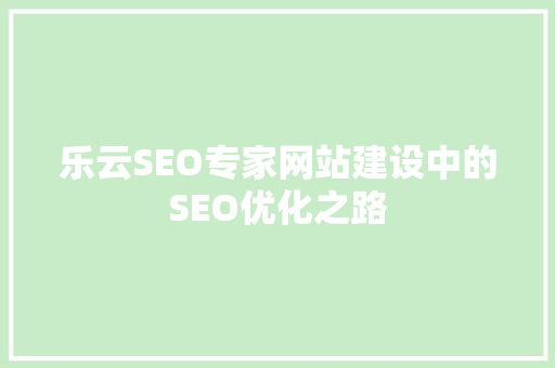 乐云SEO专家网站建设中的SEO优化之路