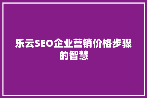 乐云SEO企业营销价格步骤的智慧