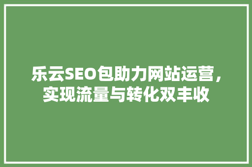 乐云SEO包助力网站运营，实现流量与转化双丰收