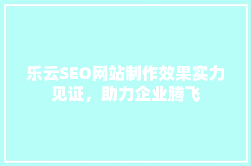 乐云SEO网站制作效果实力见证，助力企业腾飞