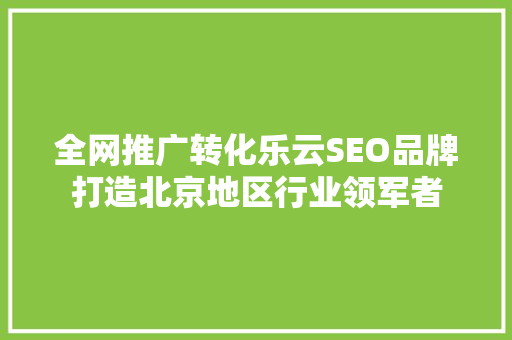 全网推广转化乐云SEO品牌打造北京地区行业领军者
