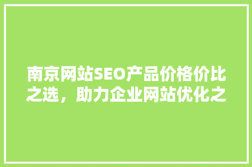 南京网站SEO产品价格价比之选，助力企业网站优化之路