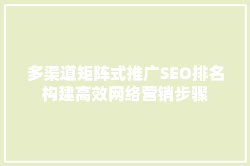 多渠道矩阵式推广SEO排名构建高效网络营销步骤