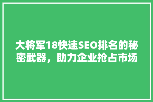 大将军18快速SEO排名的秘密武器，助力企业抢占市场先机