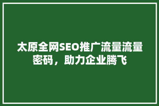 太原全网SEO推广流量流量密码，助力企业腾飞