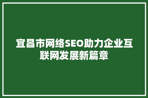 宜昌市网络SEO助力企业互联网发展新篇章