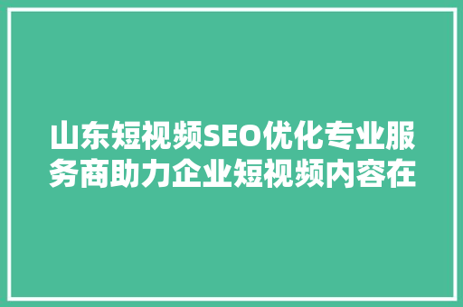 山东短视频SEO优化专业服务商助力企业短视频内容在互联网浪潮中脱颖而出