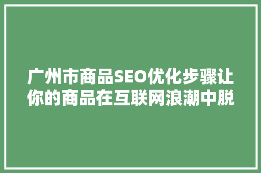 广州市商品SEO优化步骤让你的商品在互联网浪潮中脱颖而出  第1张