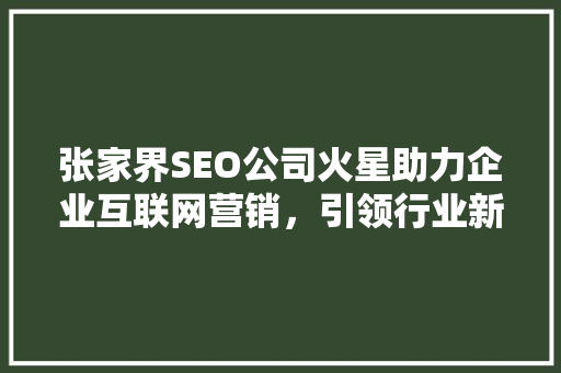 张家界SEO公司火星助力企业互联网营销，引领行业新风尚  第1张