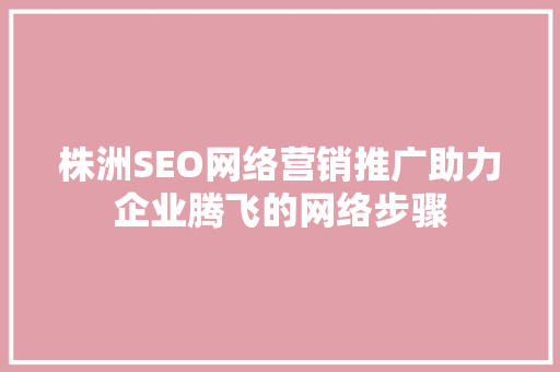 株洲SEO网络营销推广助力企业腾飞的网络步骤