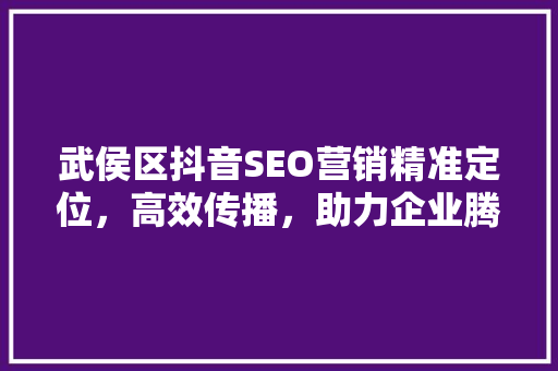 武侯区抖音SEO营销精准定位，高效传播，助力企业腾飞